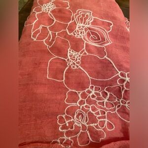 Embroidered tassel scarf